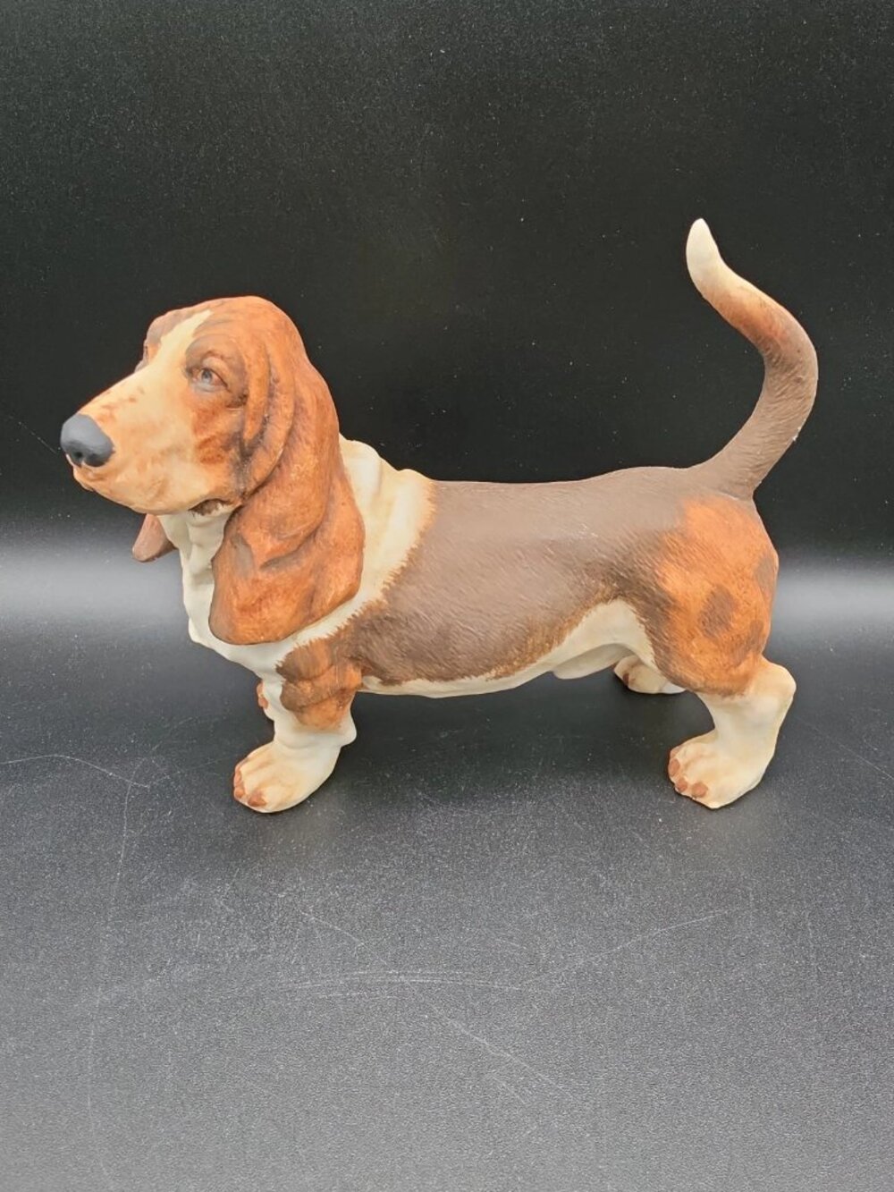 Andrea by Sadek Porcelain Realistic Basset Hound Dog Figurine #7733
